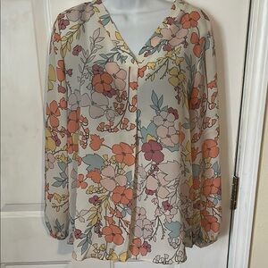 Floral V-Neck Blouse - Multicolor